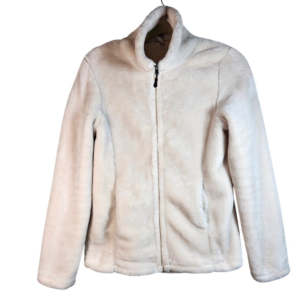 Ideology Winter White Faux Fur Fleece Zip-Up Jacket Size Small